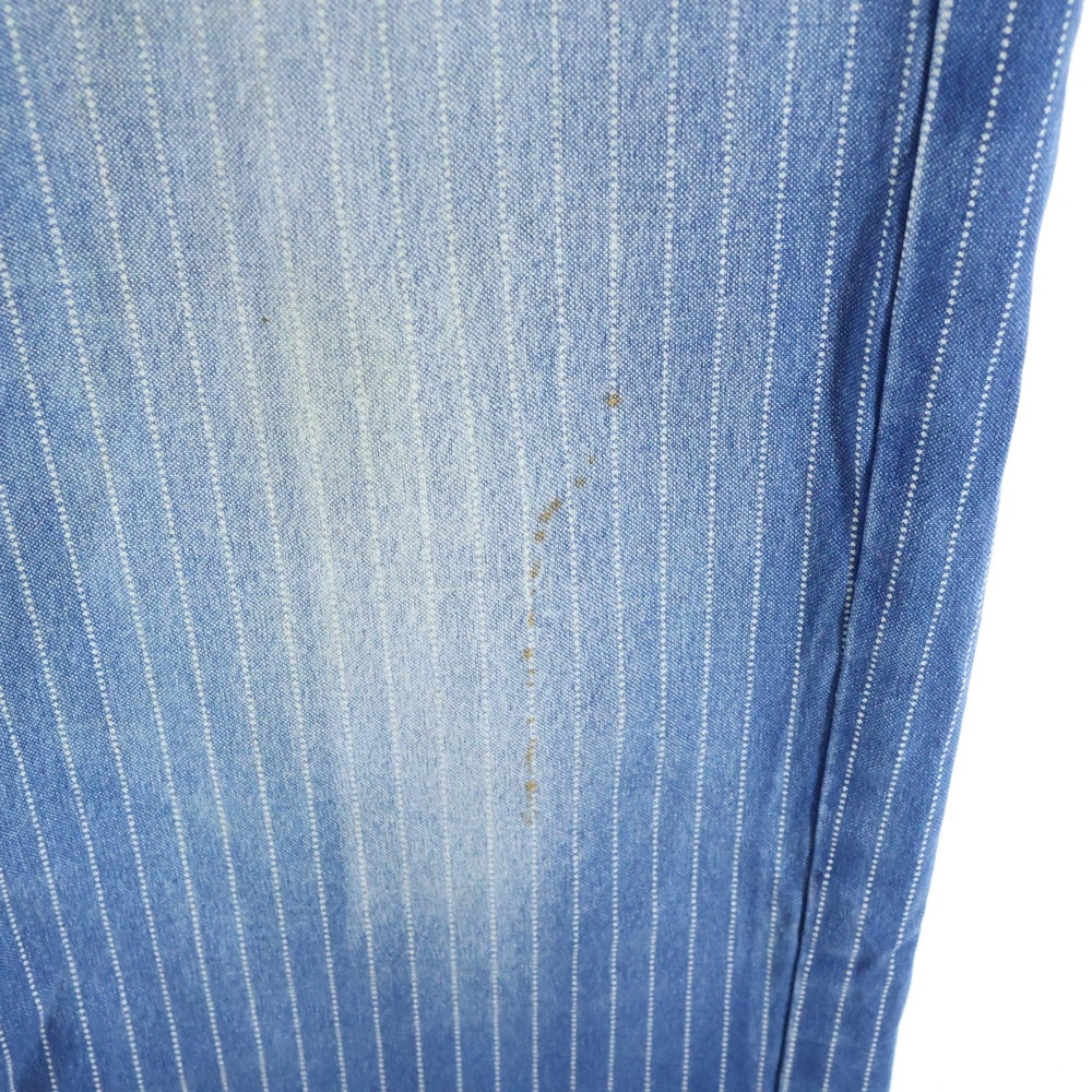 FULLCOUNT(フルカウント) Indigo Wabash Stripe Farmers Trousers インディゴウォバッシュストライプファーマーズトラウザーズ ワイドストレートワークパンツ ブルー 1128-4