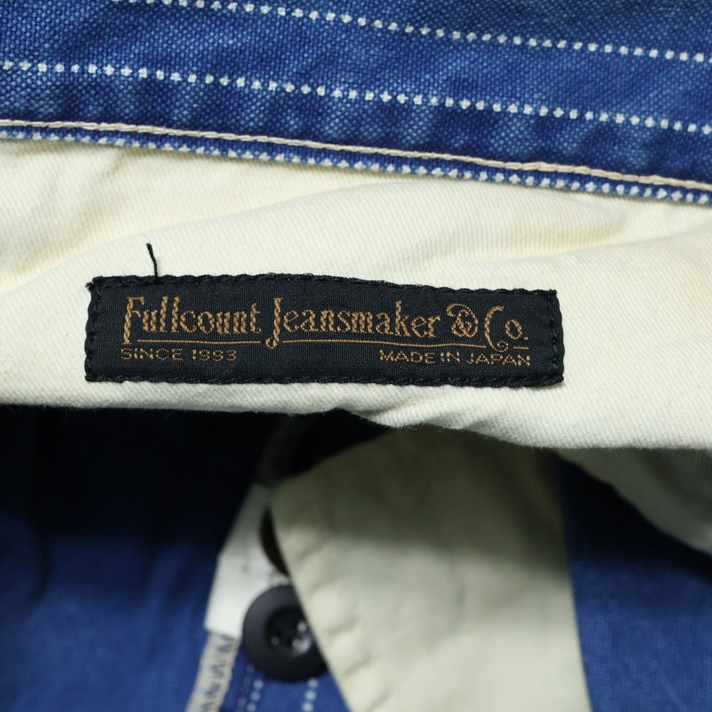 FULLCOUNT(フルカウント) Indigo Wabash Stripe Farmers Trousers インディゴウォバッシュストライプファーマーズトラウザーズ ワイドストレートワークパンツ ブルー 1128-4