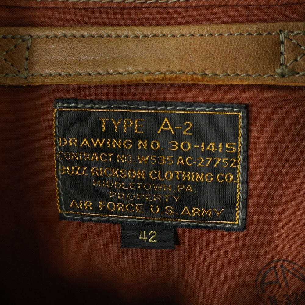 Buzz Rickson's(バズリクソンズ) type A-2 Contract No.27752 レプリカ復刻 ホースハイド馬革シングルレザージャケット ブラウン BR80451
