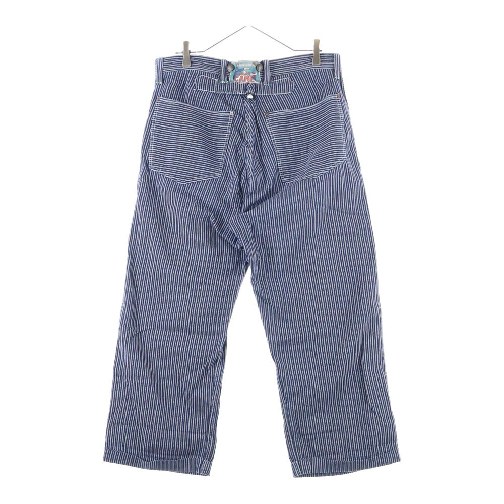 SUGAR CANE(シュガーケーン) Lot.908 ヒッコリーストライプ針刺しバックルワイドストレートパンツ ネイビー