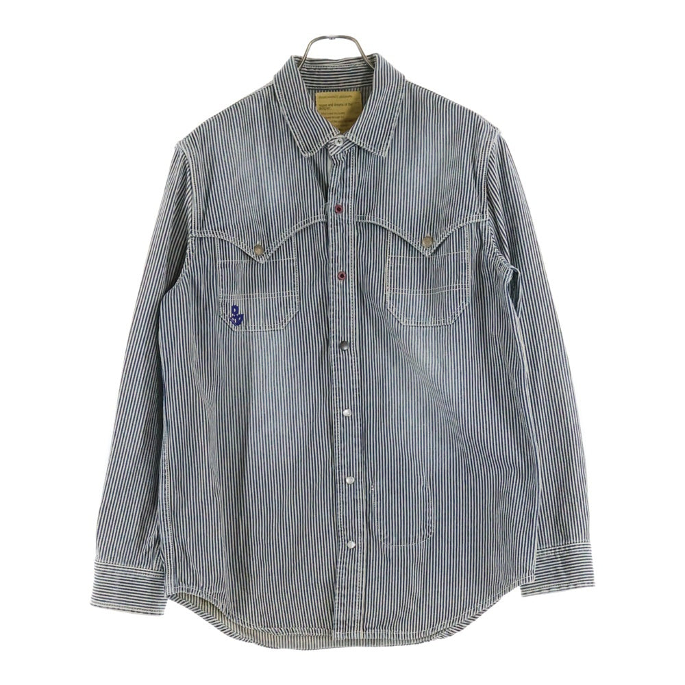 BRANCHWORKS philosophy(ブランチワークスフィロソフィー) BRANCHWORKS philosophy ヒッコリーストライプ長袖シャツ ブルー AB121302M