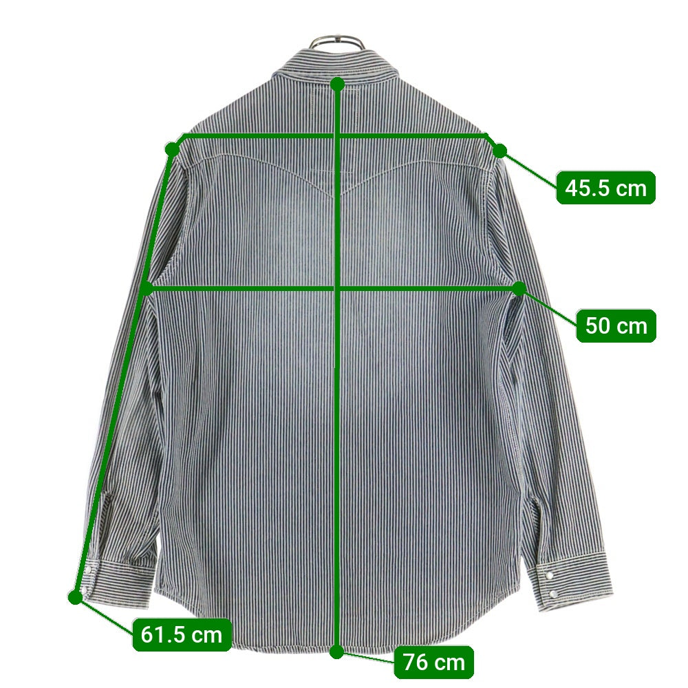 BRANCHWORKS philosophy(ブランチワークスフィロソフィー) BRANCHWORKS philosophy ヒッコリーストライプ長袖シャツ ブルー AB121302M