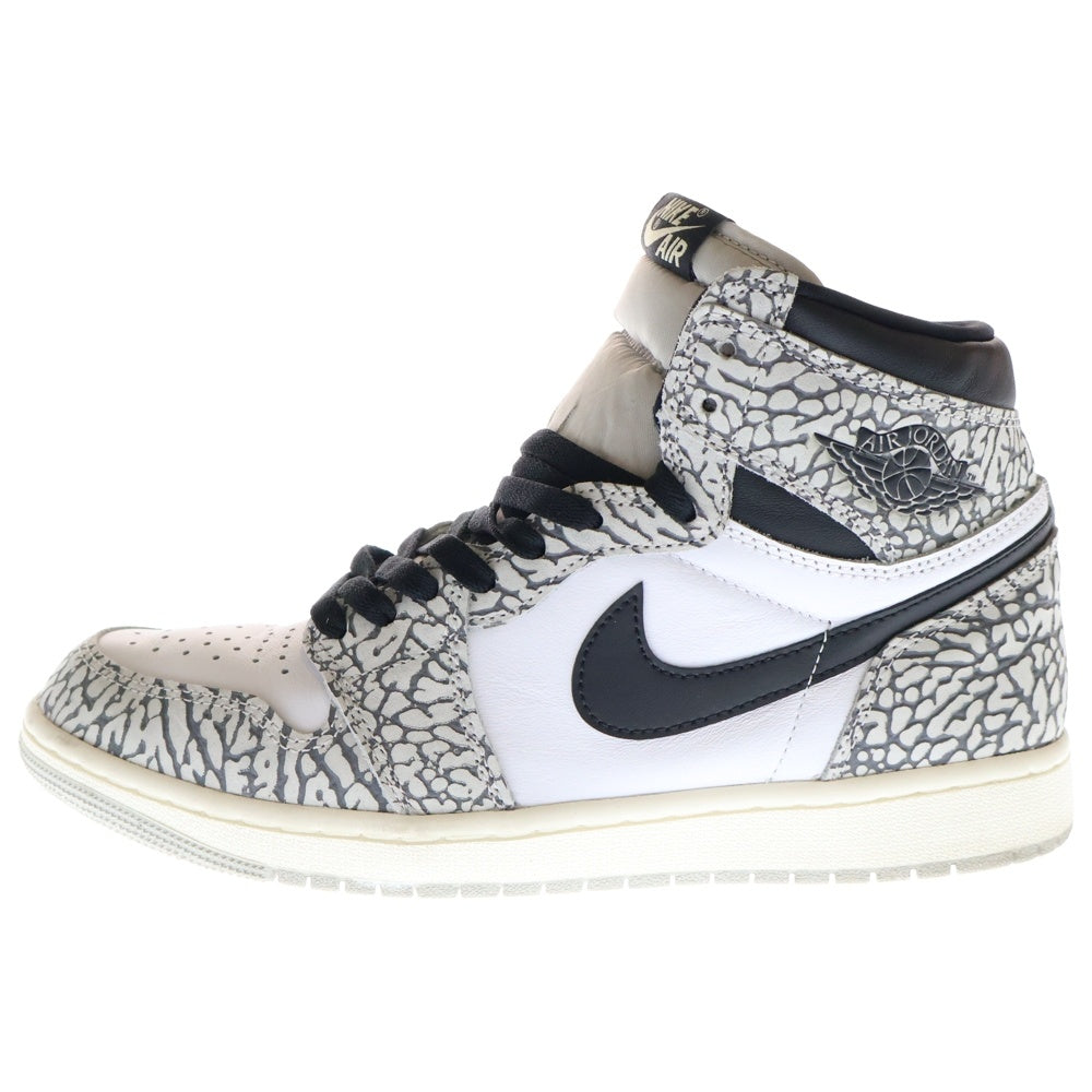 NIKE(ナイキ) AirJordan1 High OG White Cement/Safari ナイキ エアジョーダン1 ホワイトセメント/サファリ ハイカットスニーカー ブラック/ホワイト US9/27cm DZ5485-052