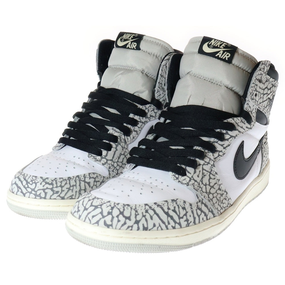 NIKE(ナイキ) AirJordan1 High OG White Cement/Safari ナイキ エアジョーダン1 ホワイトセメント/サファリ ハイカットスニーカー ブラック/ホワイト US9/27cm DZ5485-052