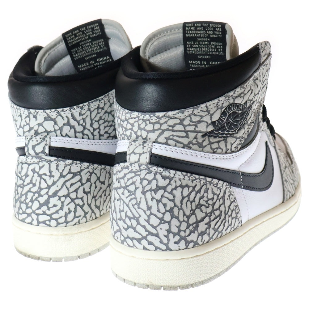 NIKE(ナイキ) AirJordan1 High OG White Cement/Safari ナイキ エアジョーダン1 ホワイトセメント/サファリ ハイカットスニーカー ブラック/ホワイト US9/27cm DZ5485-052