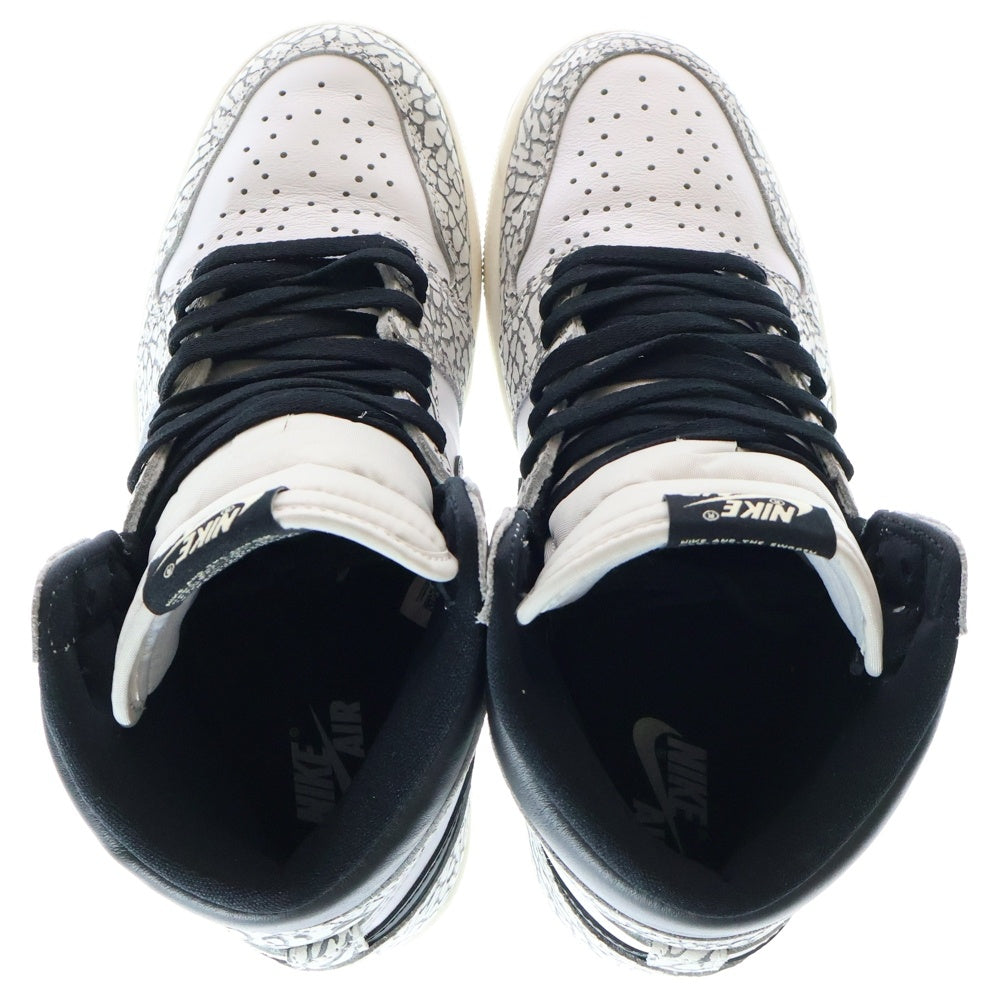 NIKE(ナイキ) AirJordan1 High OG White Cement/Safari ナイキ エアジョーダン1 ホワイトセメント/サファリ ハイカットスニーカー ブラック/ホワイト US9/27cm DZ5485-052