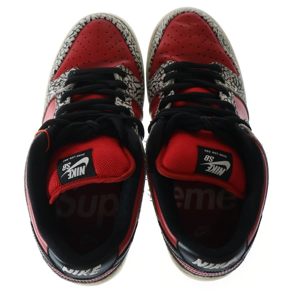 NIKE SB(ナイキエスビー) 【観賞用 2012年製】12SS ×SUPREME DUNK LOW PREMIUM SB ×シュプリーム ダンク セメント ローカットスニーカー レッド US9/27.0cm 313170-600