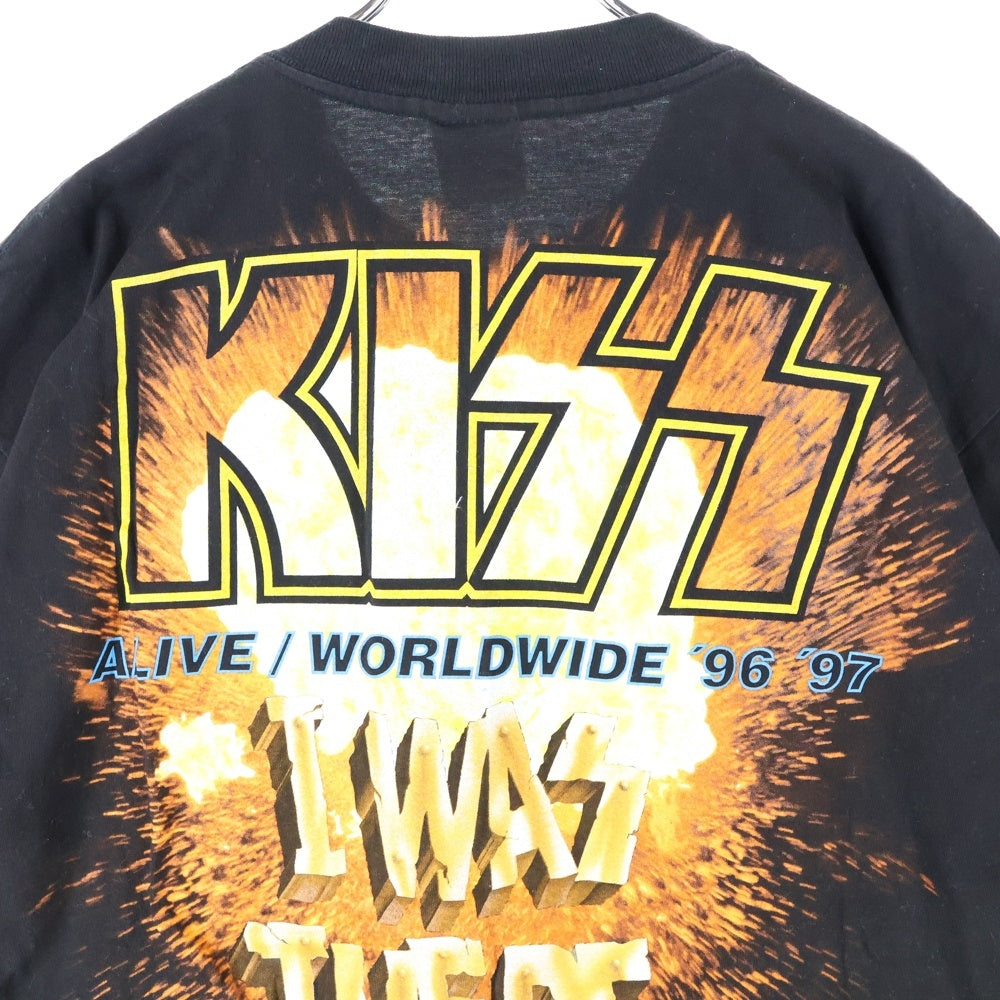 VINTAGE(ヴィンテージ) 90s KISS ALIVE/WORLDWIDE '96 '97 PYRAMIDボディ ?1996 シングルステッチ 両面プリントクルーネック半袖バンドTシャツカットソー ブラック