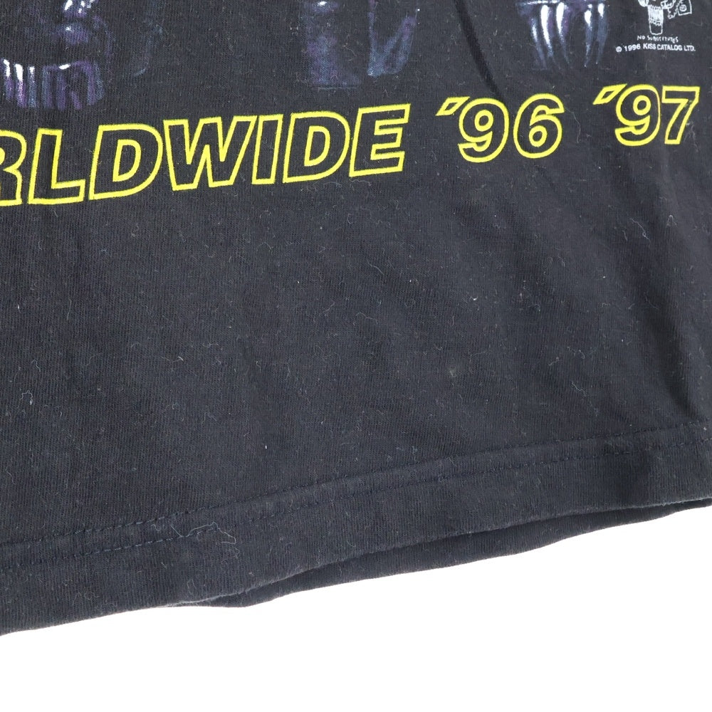 VINTAGE(ヴィンテージ) 90s KISS ALIVE/WORLDWIDE '96 '97 PYRAMIDボディ ?1996 シングルステッチ 両面プリントクルーネック半袖バンドTシャツカットソー ブラック