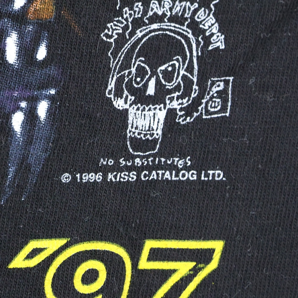 VINTAGE(ヴィンテージ) 90s KISS ALIVE/WORLDWIDE '96 '97 PYRAMIDボディ ?1996 シングルステッチ 両面プリントクルーネック半袖バンドTシャツカットソー ブラック