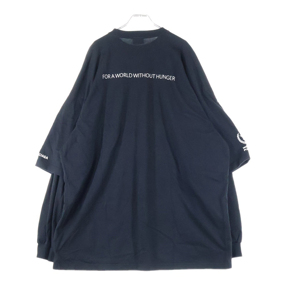 BALENCIAGA(バレンシアガ) Food Holiday Two Piece Long Sleeved Shirt WFPロゴフロントプリント オーバーサイズ クルーネック長袖Tシャツカットソー ブラック