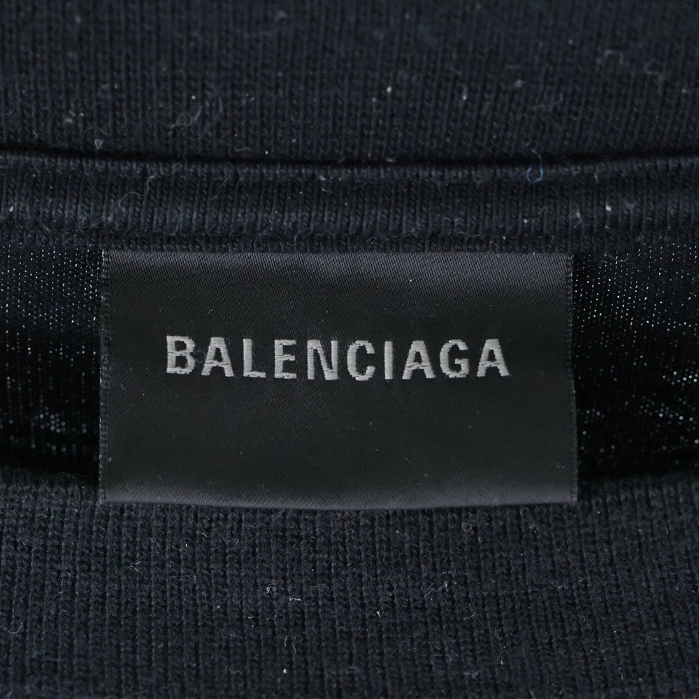 BALENCIAGA(バレンシアガ) Food Holiday Two Piece Long Sleeved Shirt WFPロゴフロントプリント オーバーサイズ クルーネック長袖Tシャツカットソー ブラック