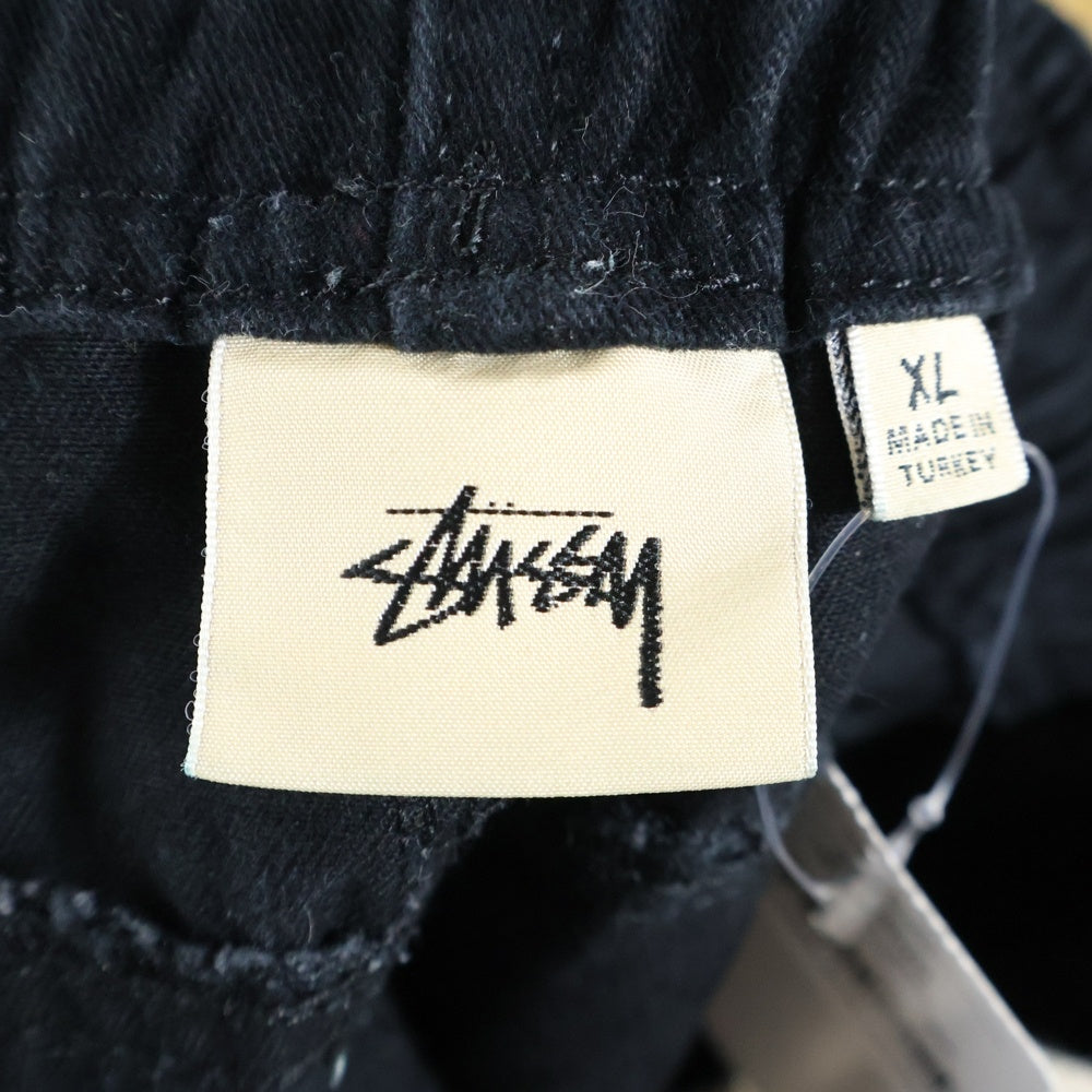 STUSSY(ステューシー) Airbrush Icon Beach Pant フロントプリント コットンパンツ ブラック 116622