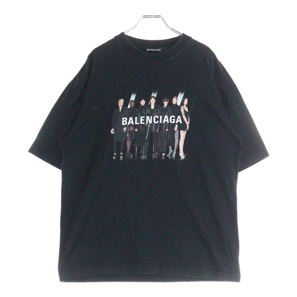 BALENCIAGA(バレンシアガ) 20SS REAL BALENCIAGA MEDIUM FIT リアルバレンシアガ モデルプリント ロゴプリントクルーネック半袖Tシャツカットソー ブラック