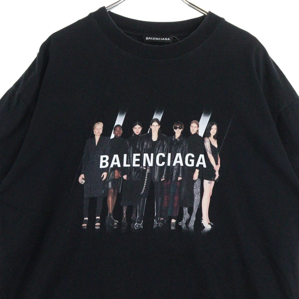 BALENCIAGA(バレンシアガ) 20SS REAL BALENCIAGA MEDIUM FIT リアルバレンシアガ モデルプリント ロゴプリントクルーネック半袖Tシャツカットソー ブラック