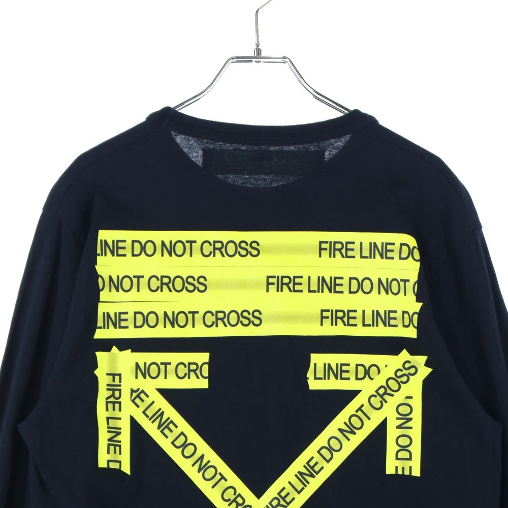 OFF-WHITE(オフホワイト) テープロゴプリント クルーネック長袖Tシャツカットソー ブラック OMAB001S18185006
