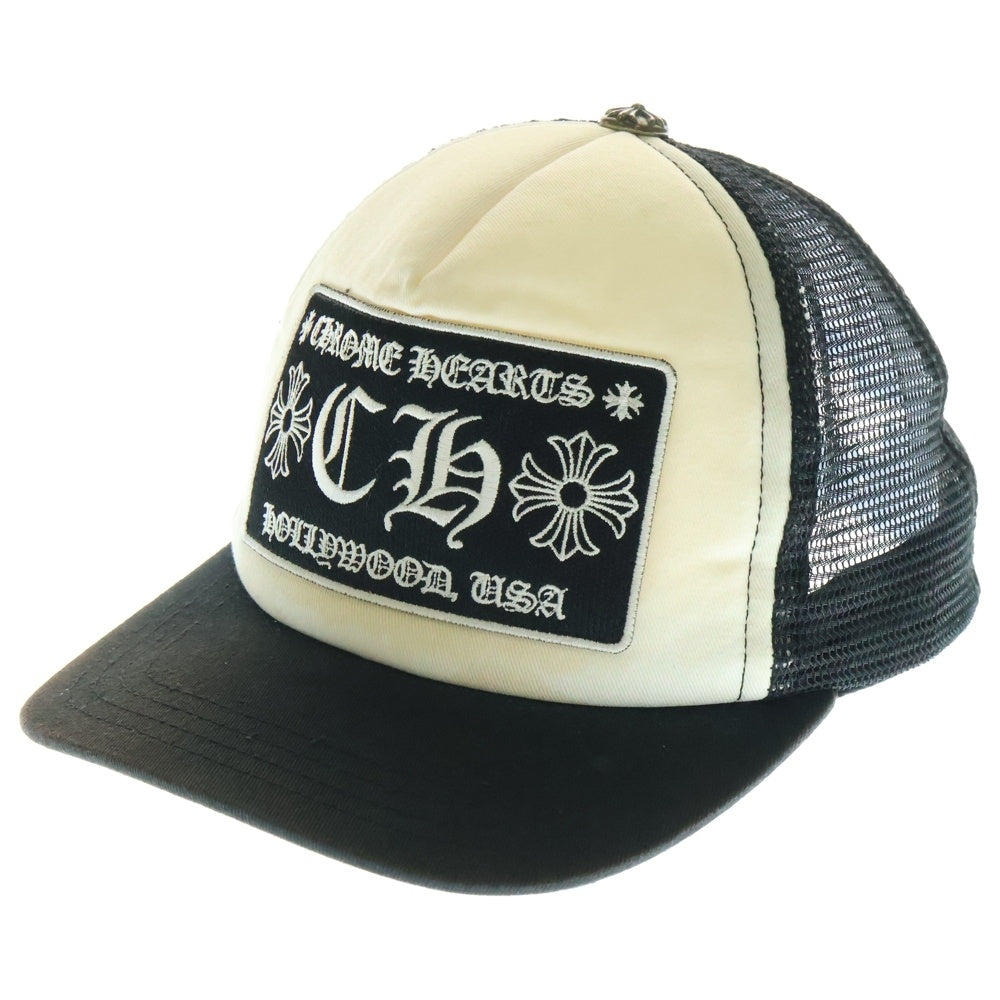 CHROME HEARTS(クロムハーツ) TRUCKER CAP CHパッチ クロスボール付 メッシュ トラッカーキャップ 帽子 ブラック/ホワイト