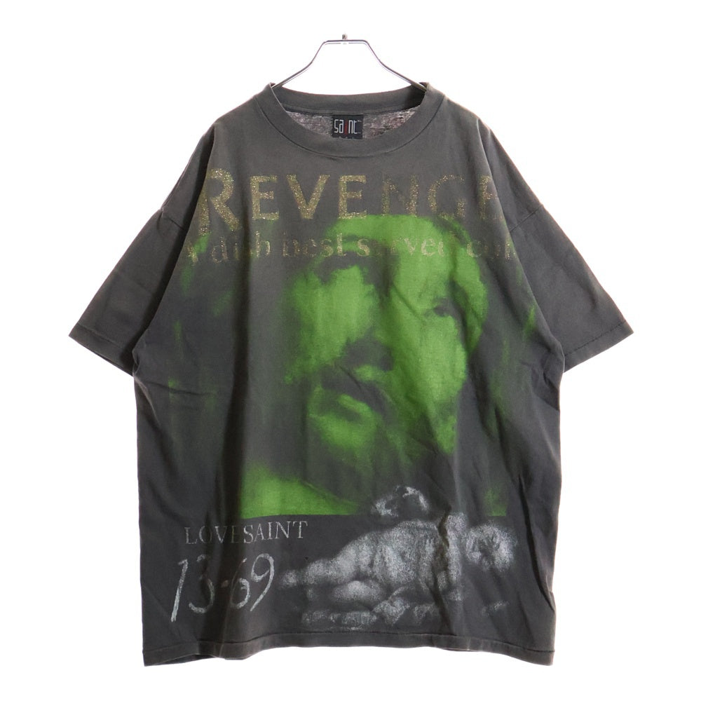 SAINT MICHAEL(セントマイケル) 23SS ×BERBERJIN BJ SS TEE REVENGE ベルベルジン ダメージ加工 クルーネック 半袖カットソー Tシャツ グレー SM-S23-0000-085
