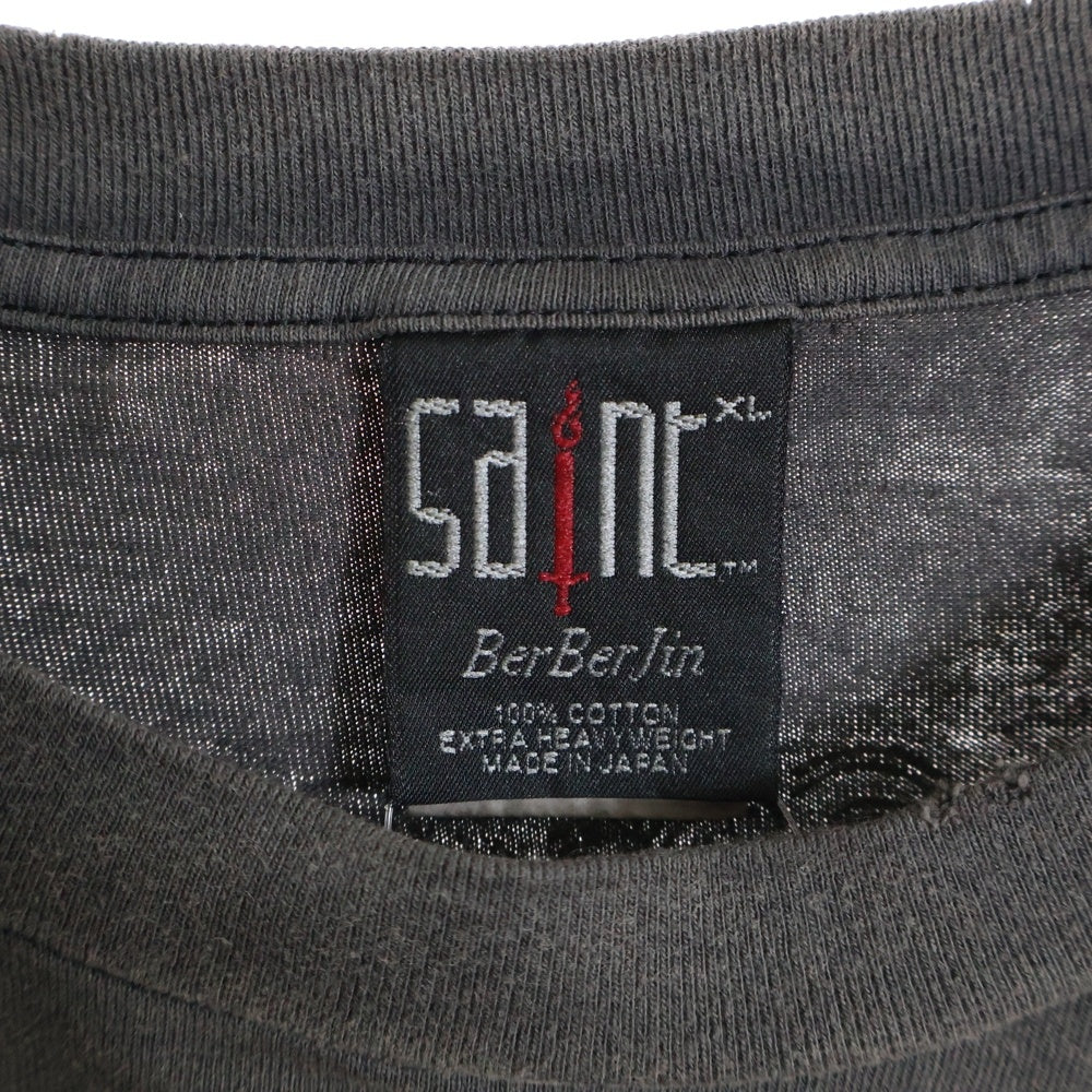 SAINT MICHAEL(セントマイケル) 23SS ×BERBERJIN BJ SS TEE REVENGE ベルベルジン ダメージ加工 クルーネック 半袖カットソー Tシャツ グレー SM-S23-0000-085