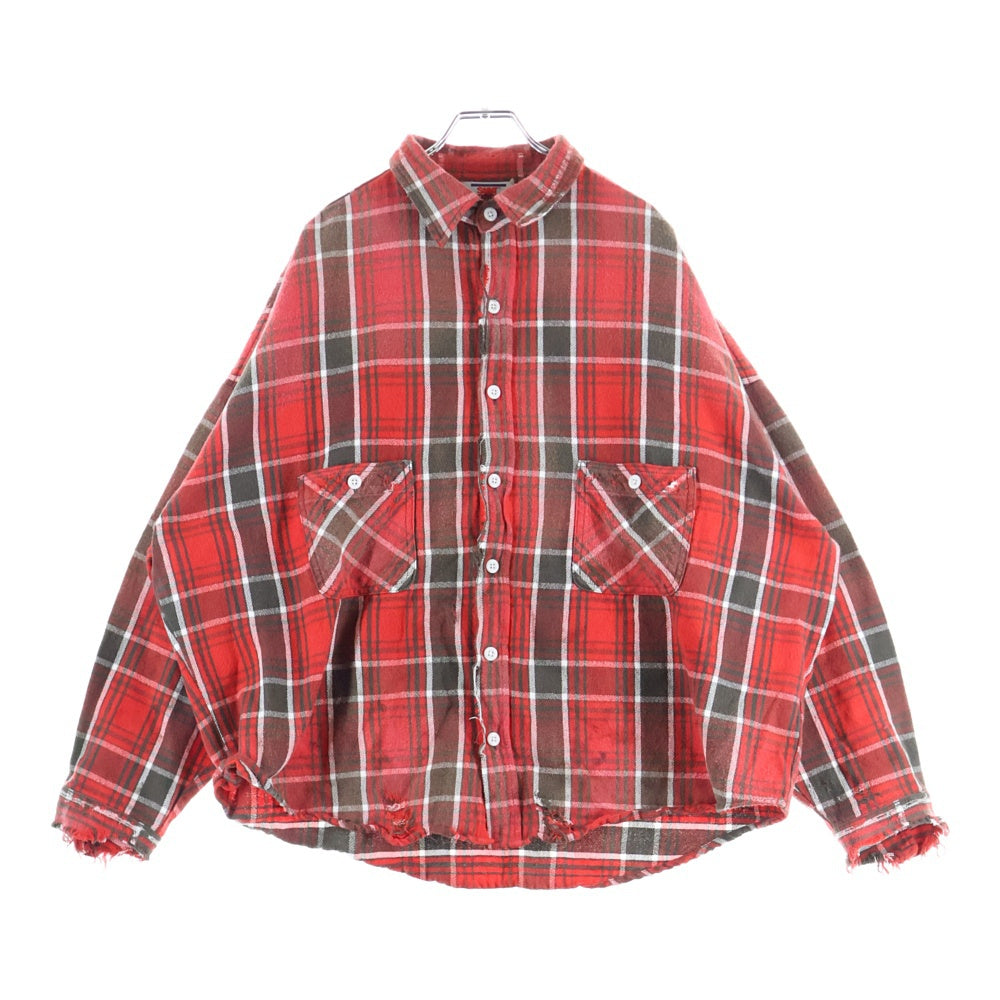 SAINT MICHAEL(セントマイケル) 24AW フランセルチェック 長袖シャツ レッド SM-YS1-0000-025