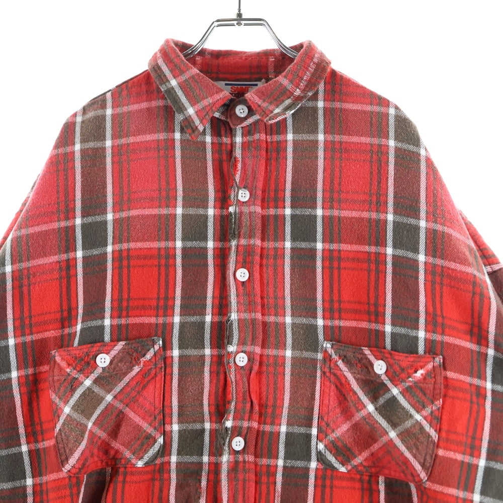 SAINT MICHAEL(セントマイケル) 24AW フランセルチェック 長袖シャツ レッド SM-YS1-0000-025