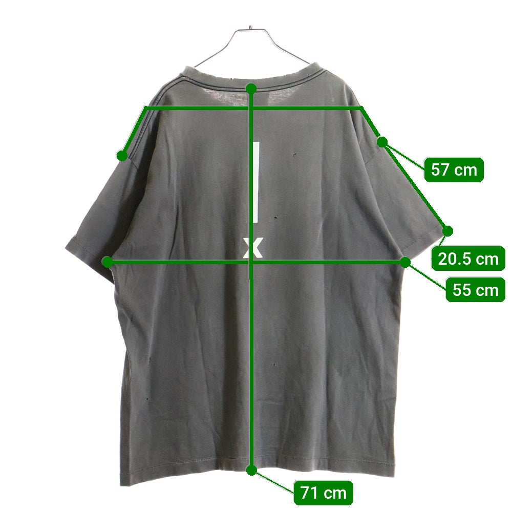 SAINT MICHAEL(セントマイケル) 22SS SAINT ROOM DAMAGED TEE セイント ルーム ダメージド クルーネック 半袖カットソー Tシャツ グレー SM-A22-0000-056