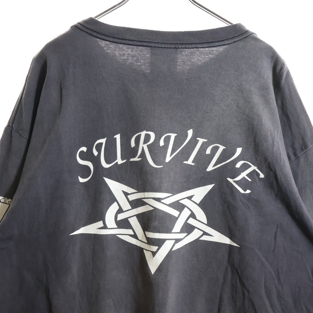 SAINT MICHAEL(セントマイケル) 23AW SURVIVE L/S TEE サバイブ クルーネック 長袖カットソー Tシャツ グレー SM-A23-0000-006