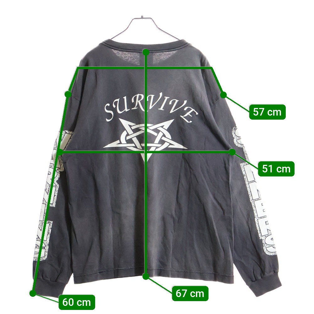 SAINT MICHAEL(セントマイケル) 23AW SURVIVE L/S TEE サバイブ クルーネック 長袖カットソー Tシャツ グレー SM-A23-0000-006