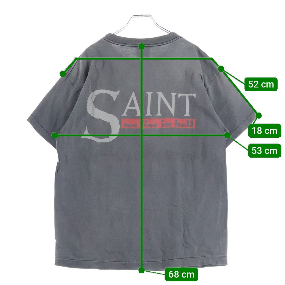 SAINT MICHAEL(セントマイケル) 23SS WE LIVE HELL TEE ウィ ライブ ヘル クルーネック 半袖カットソー Tシャツ グレー SM-S23-0000-009