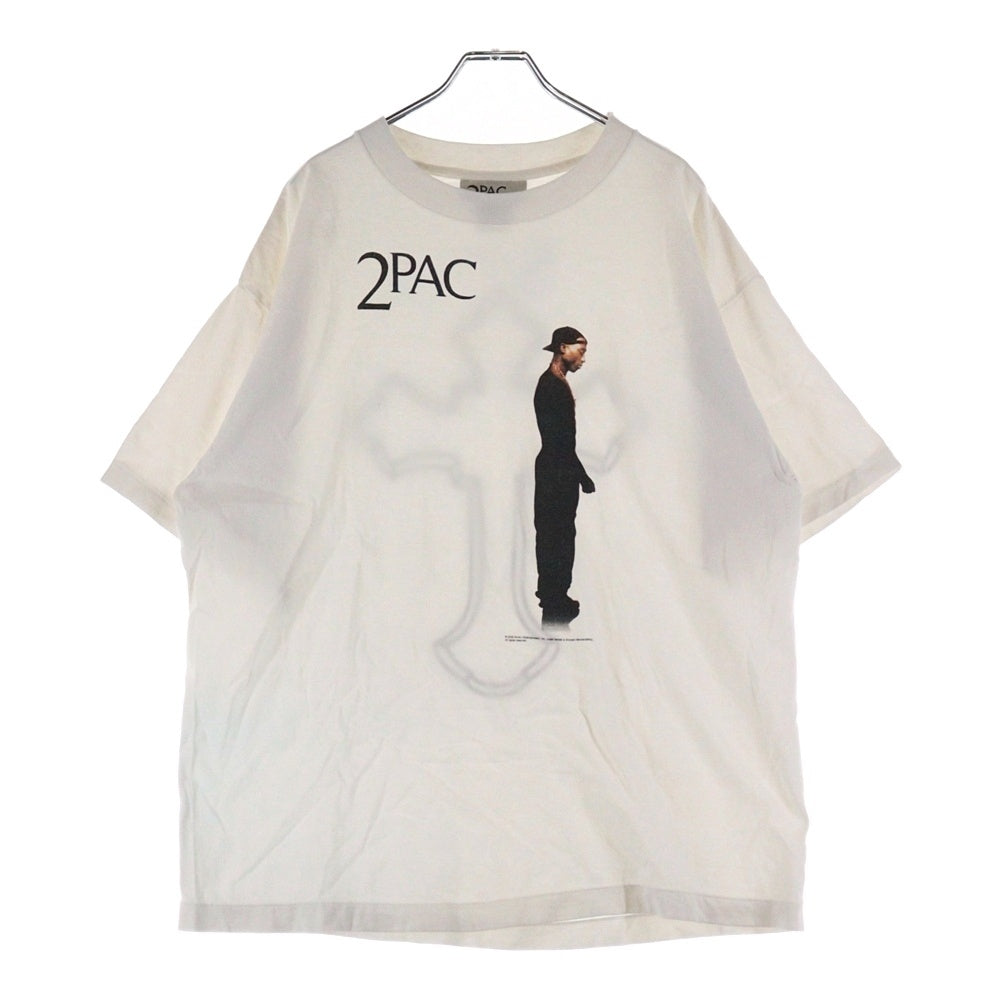 SAINT MICHAEL(セントマイケル) 25SS 2PAC TEE ツーパック フォトプリント ヴィンテージ加工 クルーネック 半袖カットソー Tシャツ ホワイト SM-HR8-0000-C15