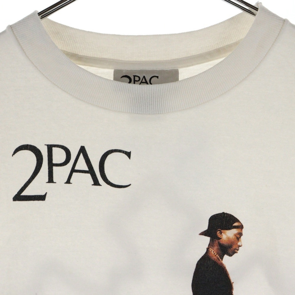 SAINT MICHAEL(セントマイケル) 25SS 2PAC TEE ツーパック フォトプリント ヴィンテージ加工 クルーネック 半袖カットソー Tシャツ ホワイト SM-HR8-0000-C15