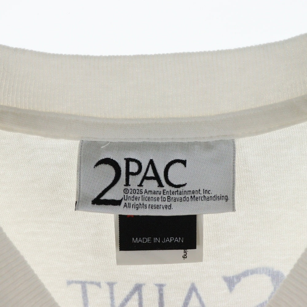 SAINT MICHAEL(セントマイケル) 25SS 2PAC TEE ツーパック フォトプリント ヴィンテージ加工 クルーネック 半袖カットソー Tシャツ ホワイト SM-HR8-0000-C15