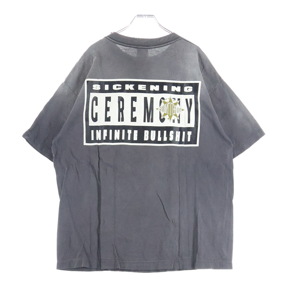 SAINT MICHAEL(セントマイケル) 24AW ×DENIM TEARS LOGO PRINT TEE デニムティアーズ ロゴプリント ヴィンテージ加工 クルーネック 半袖カットソー グレー SM-YS1-0000-C45