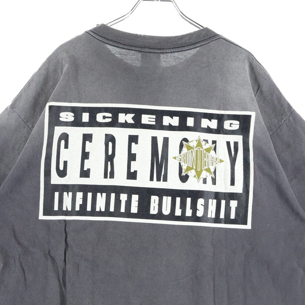 SAINT MICHAEL(セントマイケル) 24AW ×DENIM TEARS LOGO PRINT TEE デニムティアーズ ロゴプリント ヴィンテージ加工 クルーネック 半袖カットソー グレー SM-YS1-0000-C45