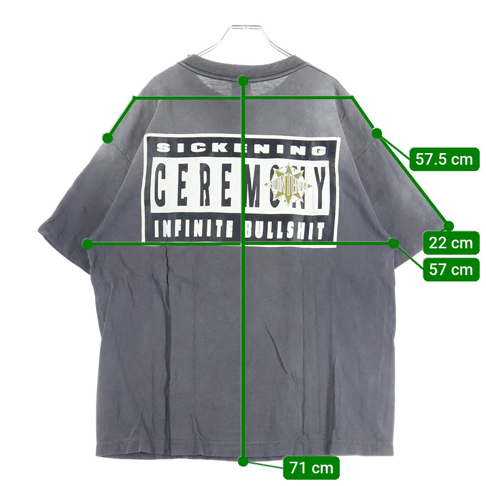 SAINT MICHAEL(セントマイケル) 24AW ×DENIM TEARS LOGO PRINT TEE デニムティアーズ ロゴプリント ヴィンテージ加工 クルーネック 半袖カットソー グレー SM-YS1-0000-C45