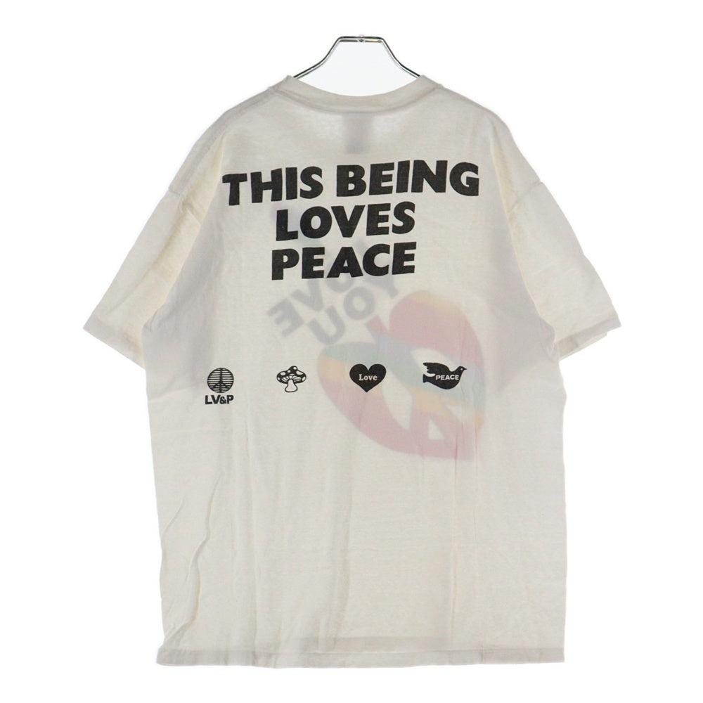 READY MADE(レディメイド) 24SS PEACE PRINT TEE ピース プリント クルーネック 半袖カットソー Tシャツ ホワイト RE-CO-WH-00-00-274