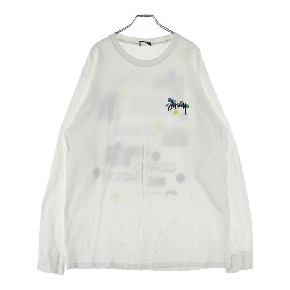 STUSSY(ステューシー) DOT COLLEGE PIG.DYED L/S TEE ドット カレッジ ピグメント クルーネック 長袖カットソー Tシャツ ホワイト
