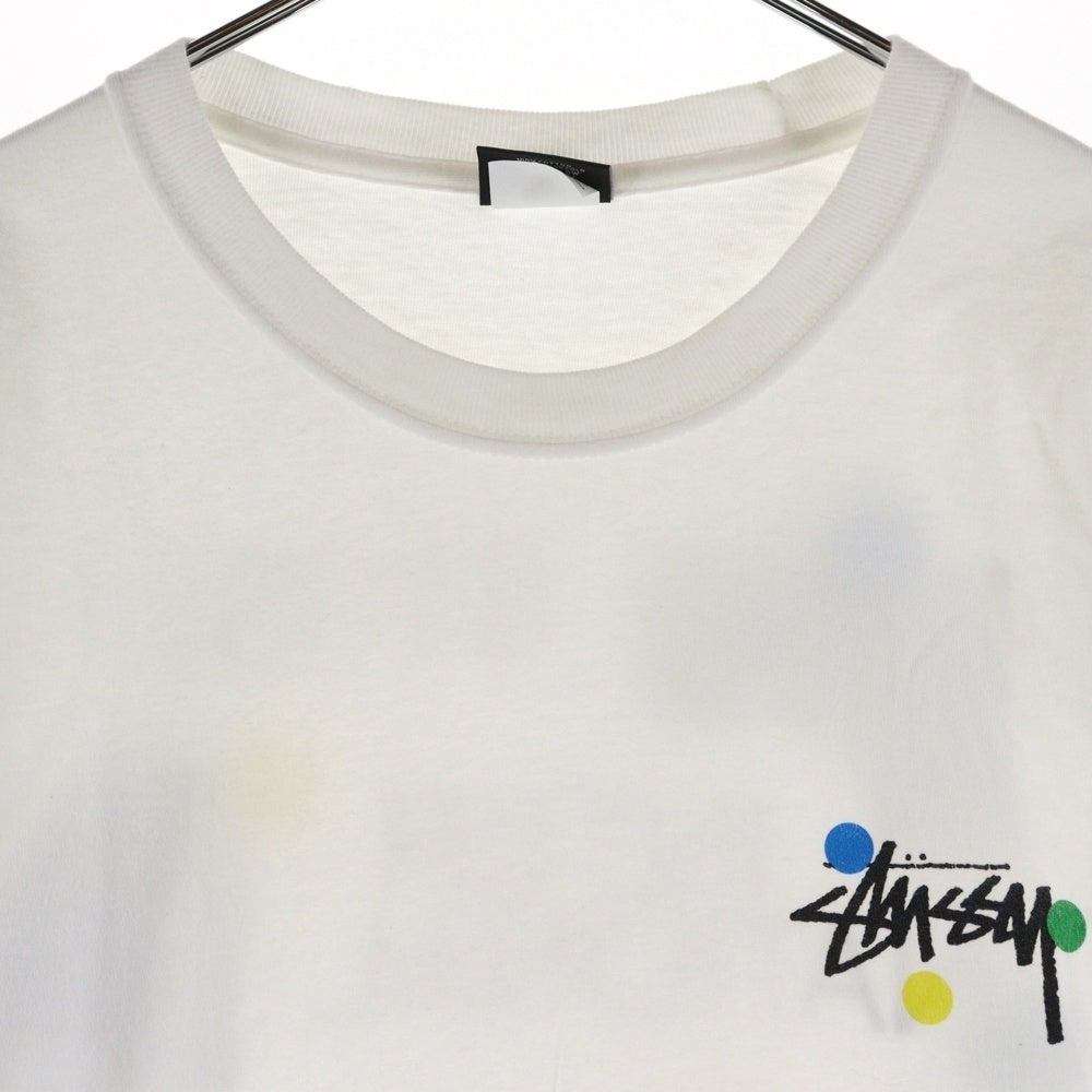STUSSY(ステューシー) DOT COLLEGE PIG.DYED L/S TEE ドット カレッジ ピグメント クルーネック 長袖カットソー Tシャツ ホワイト