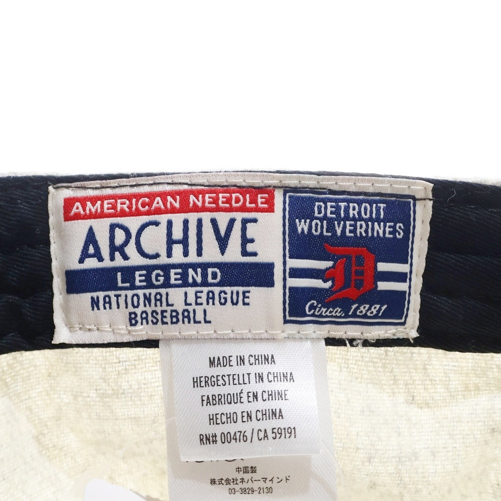 NO BRAND(ノーブランド) AMERICAN NEEDLE Detroit Wolverines デトロイト・ウルバリンズ ロゴ刺繍ベースボールキャップ グレー