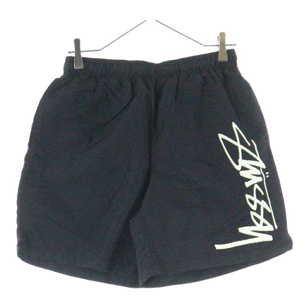STUSSY(ステューシー) Smooth Stock Water ロゴプリント ナイロンハーフパンツ ブラック