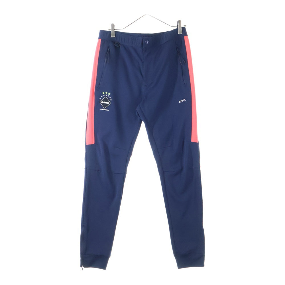 F.C.R.B./F.C.Real Bristol/FCRB(エフシーアールビー/エフシーレアルブリストル) PDK LONG PANTS ロゴパッチ付きサイドライントラックパンツ ネイビー/レッド FCRB-170005
