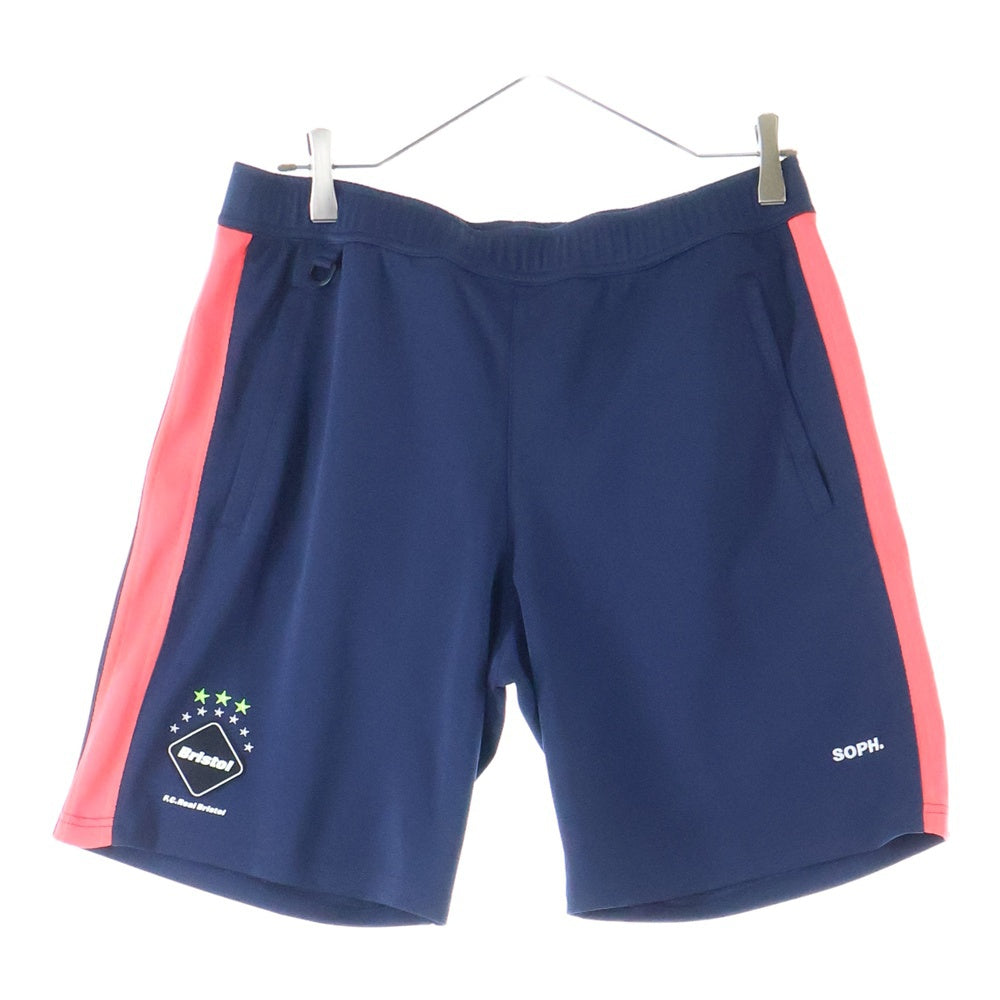 F.C.R.B./F.C.Real Bristol/FCRB(エフシーアールビー/エフシーレアルブリストル) PDK SHORTS ロゴパッチ付きサイドライントラックハーフパンツ ネイビー/レッド FCRB-170006