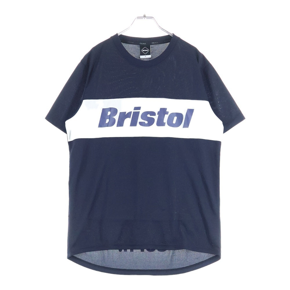 F.C.R.B./F.C.Real Bristol/FCRB(エフシーアールビー/エフシーレアルブリストル) TRAINING BIG TEE トレーニングビッグT ロゴプリント素材切替 クルーネック半袖Tシャツカットソー ネイビー