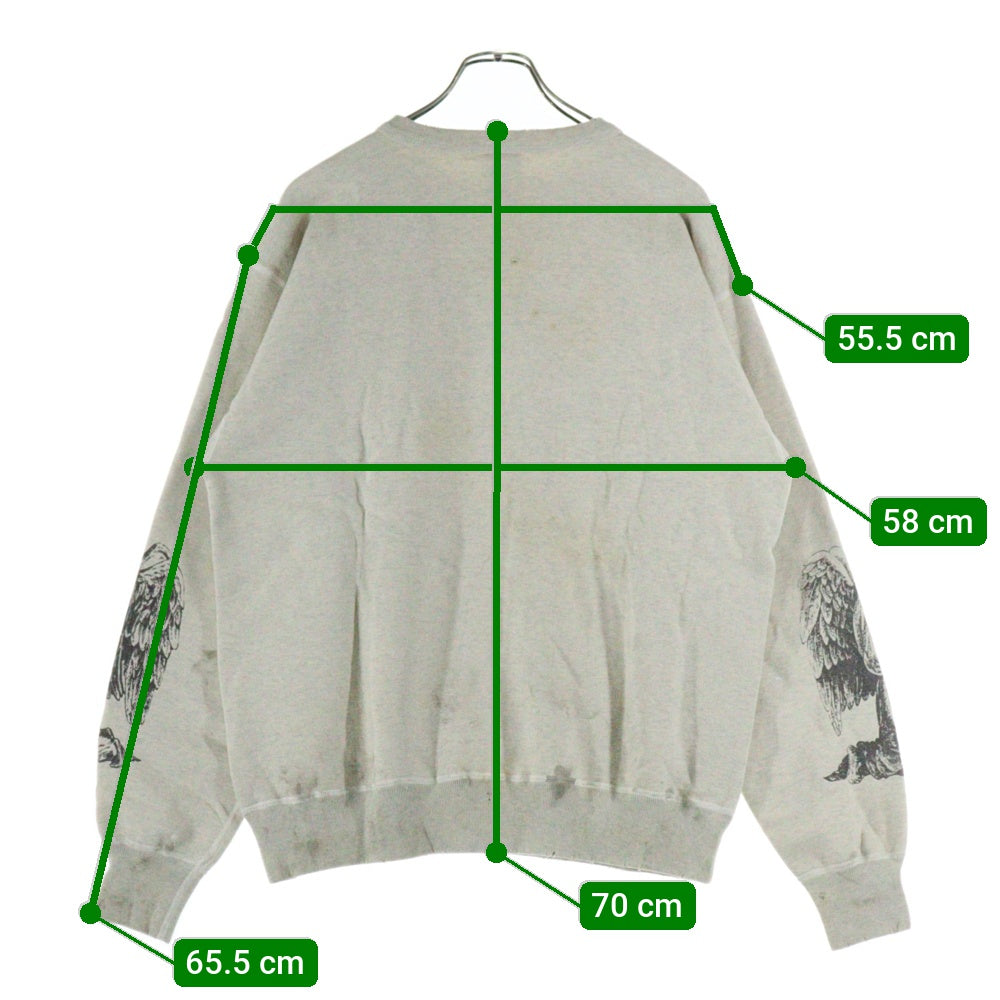 SAINT MICHAEL(セントマイケル) 23AW ARS CREW SWEAT MR ARIES アリーズ ダメージ加工クルーネック長袖スウェットトレーナー アイボリー SM-A23-0000-C02