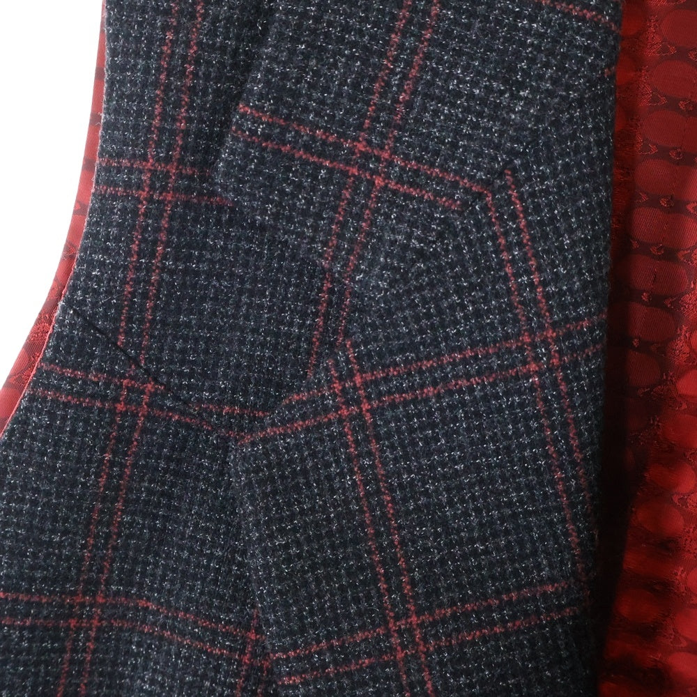 Vivienne Westwood(ヴィヴィアンウエストウッド) ウール切替 チェックジレベスト レッド