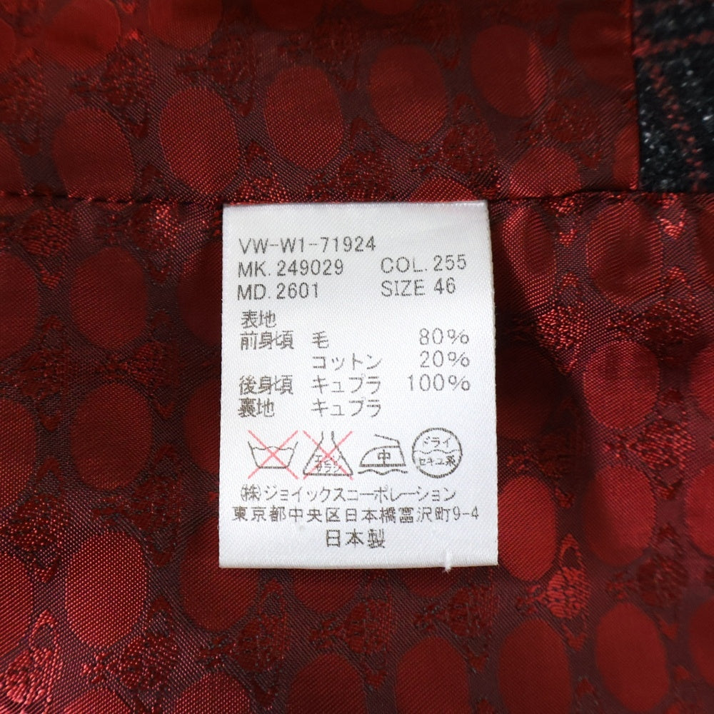 Vivienne Westwood(ヴィヴィアンウエストウッド) ウール切替 チェックジレベスト レッド