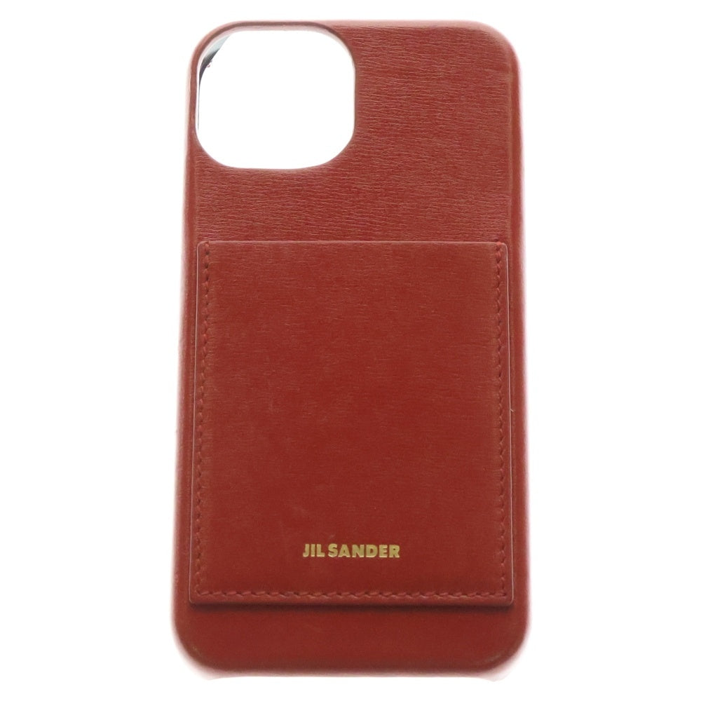 JIL SANDER(ジルサンダー) iPhone15用 カードケース付きレザースマホケース レッド J07VL0022 P6612