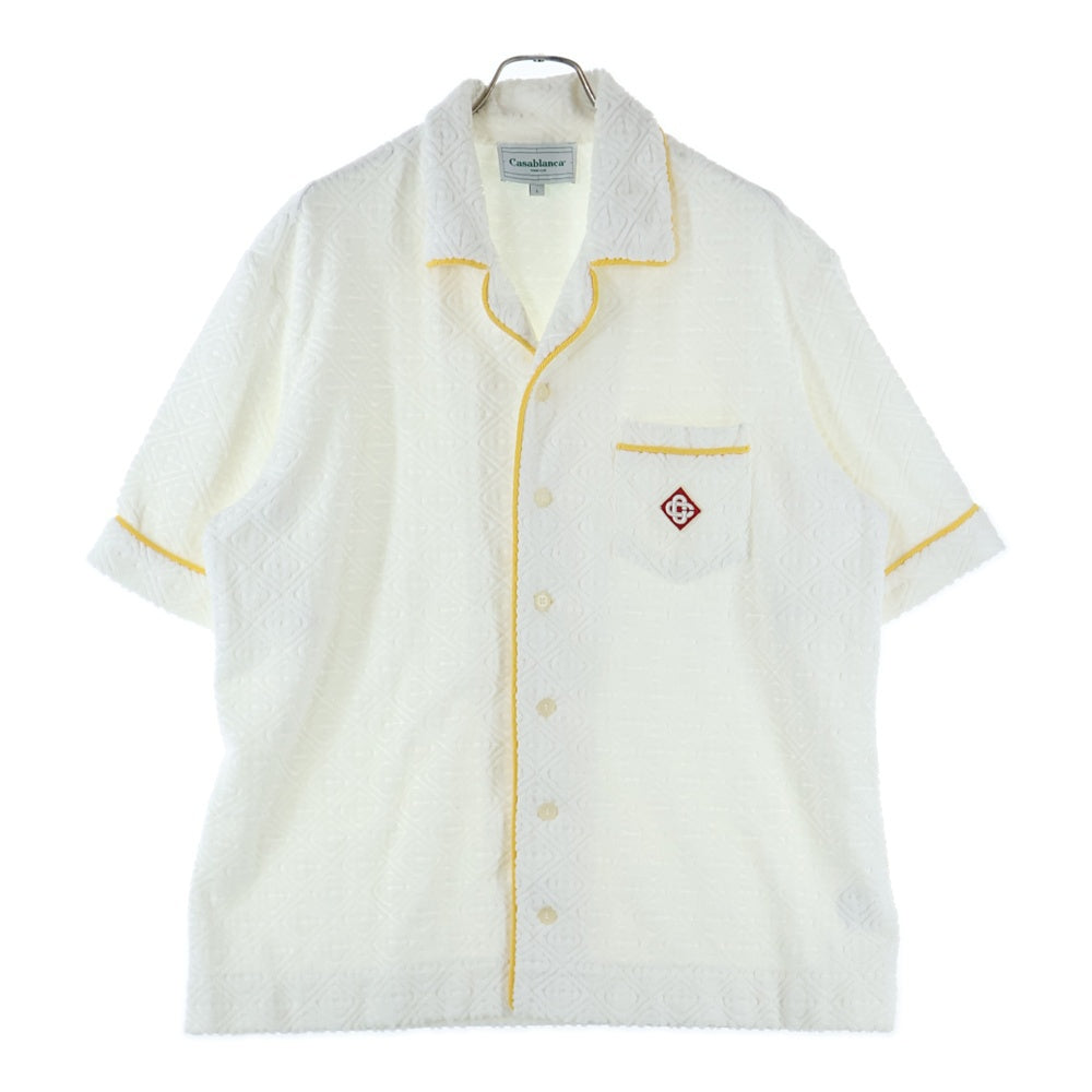 CASABLANCA(カサブランカ) Terry Cuban Shirt 総柄 テリーキューバ半袖シャツ ホワイト/イエロー MS23-SH-085