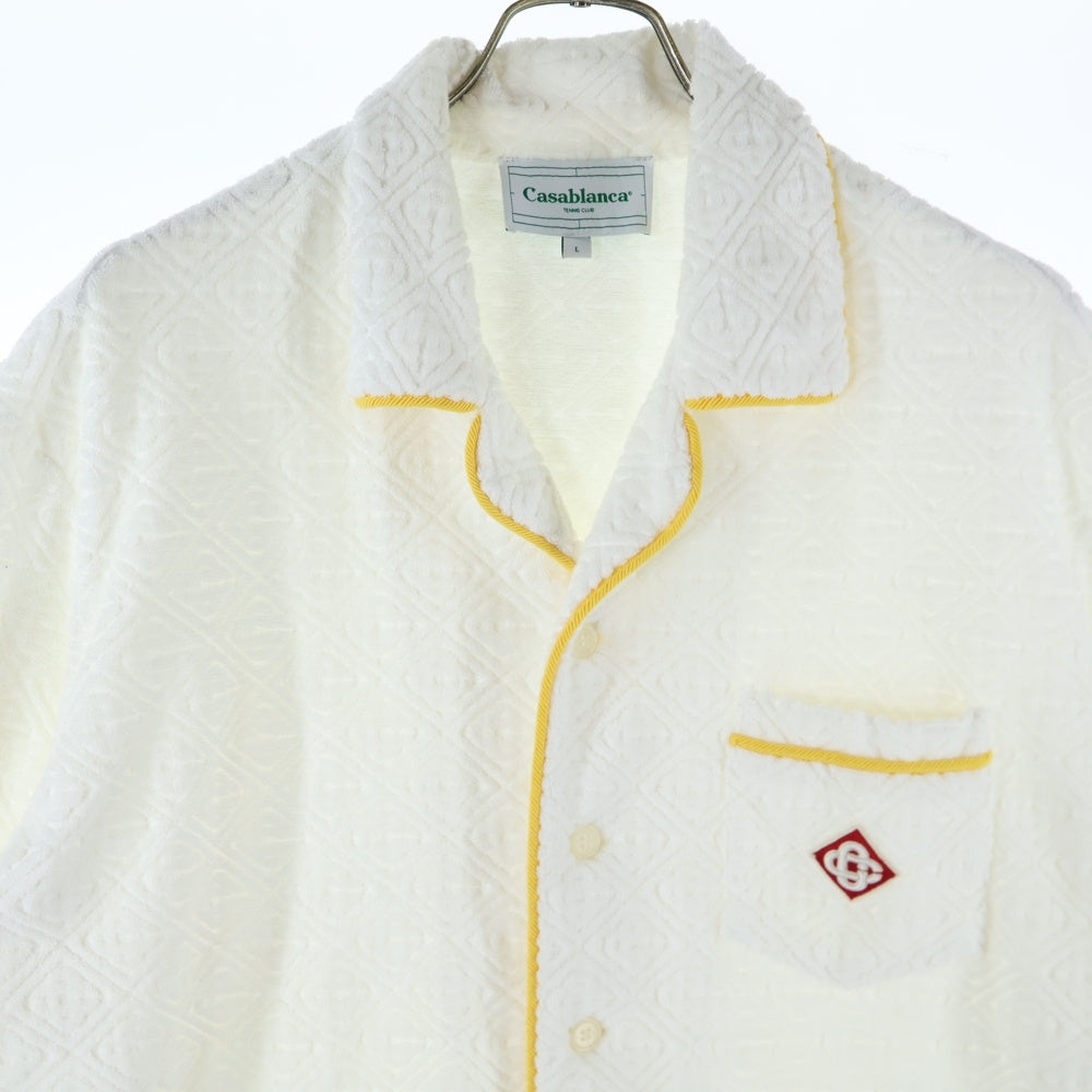 CASABLANCA(カサブランカ) Terry Cuban Shirt 総柄 テリーキューバ半袖シャツ ホワイト/イエロー MS23-SH-085