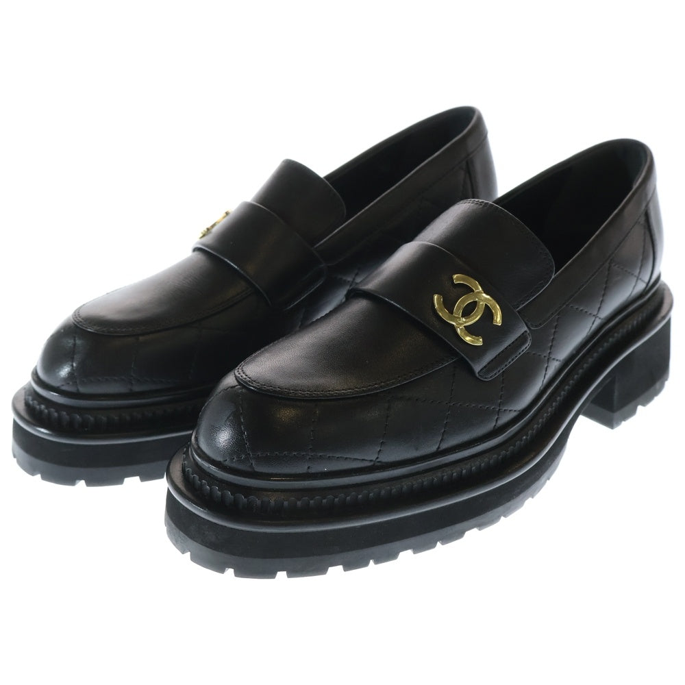 CHANEL(シャネル) マトラッセ ココマーク レザー ローファー レディース ブラック G45074